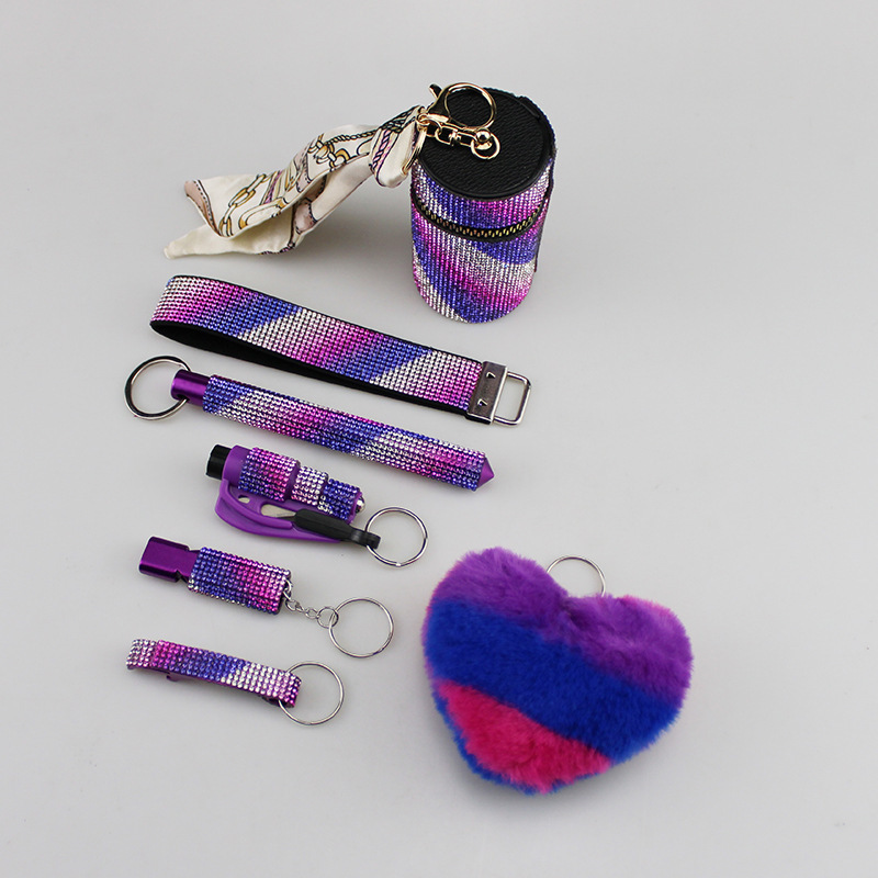 New crystal hot diamond diamond wristband lipstick bag window breaker self-defense stick whistle bottle opener key pendant
