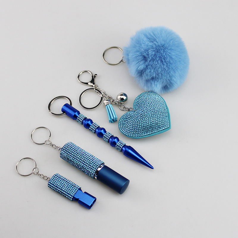 Mini 5ml diamond perfume bottle portable multi-function keychain portable press spray hair ball whistle