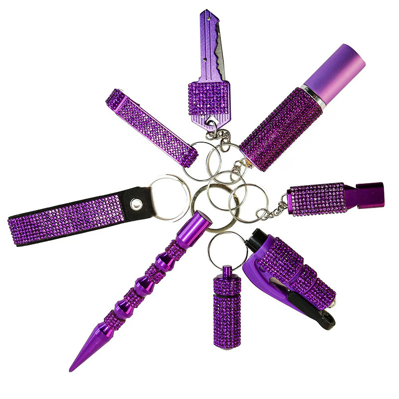 亚马逊跨境爆款多功能防身自卫8件套钥匙串