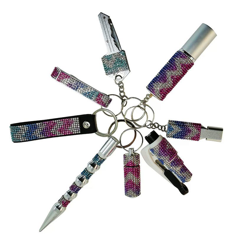 亚马逊跨境爆款多功能防身自卫8件套钥匙串