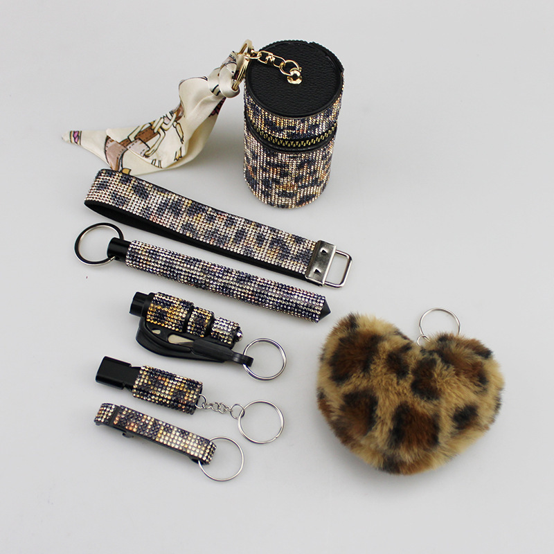 New crystal hot diamond diamond wristband lipstick bag window breaker self-defense stick whistle bottle opener key pendant