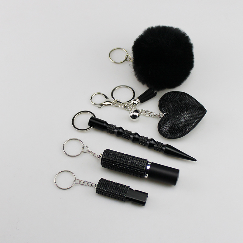 Mini 5ml diamond perfume bottle portable multi-function keychain portable press spray hair ball whistle