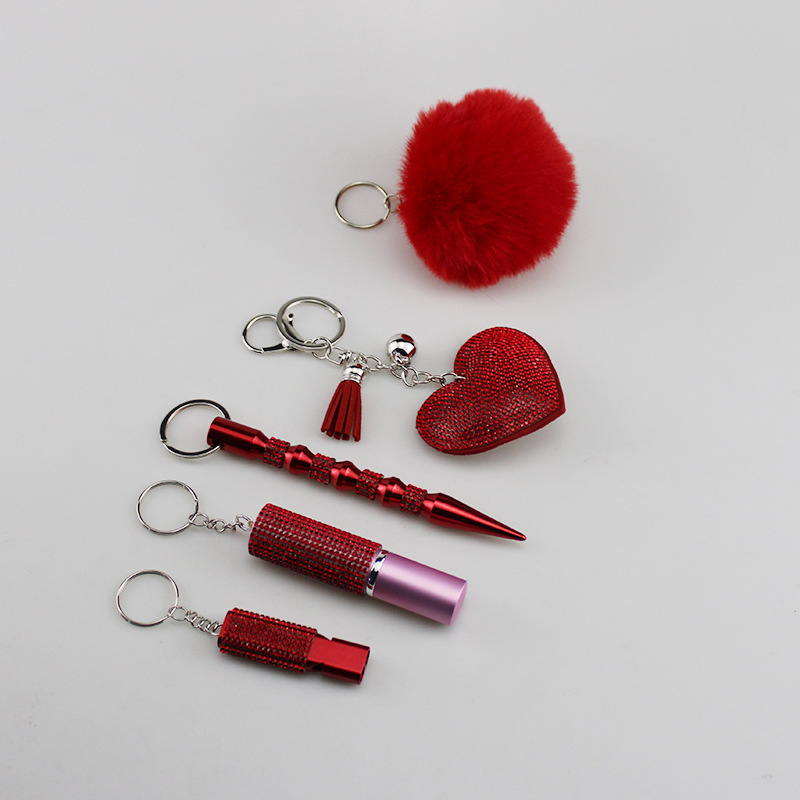 Mini 5ml diamond perfume bottle portable multi-function keychain portable press spray hair ball whistle