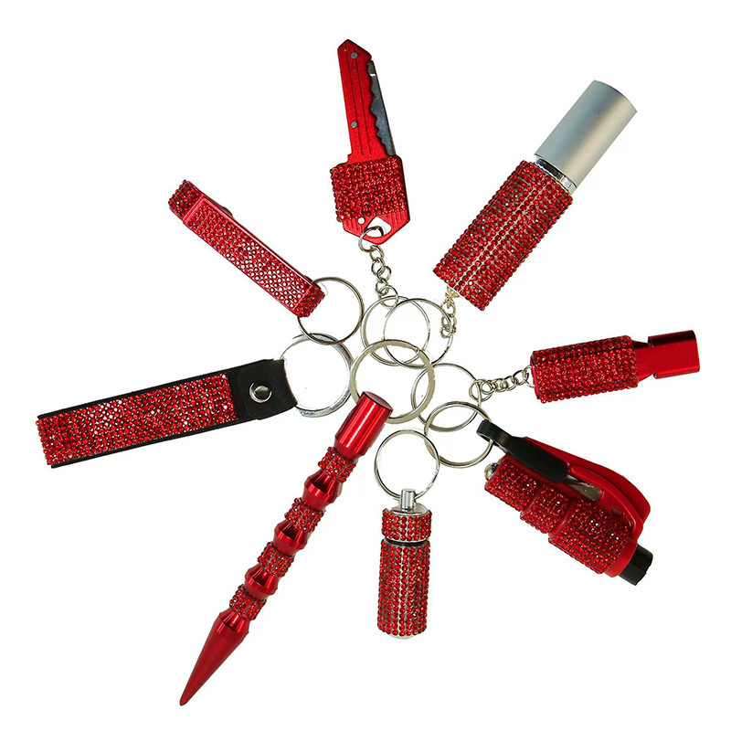 亚马逊跨境爆款多功能防身自卫8件套钥匙串