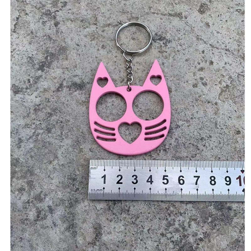 New style brass knuckle justice black cat two finger buckle single finger buckle love cute cat keychain emergency window breaker self-defense