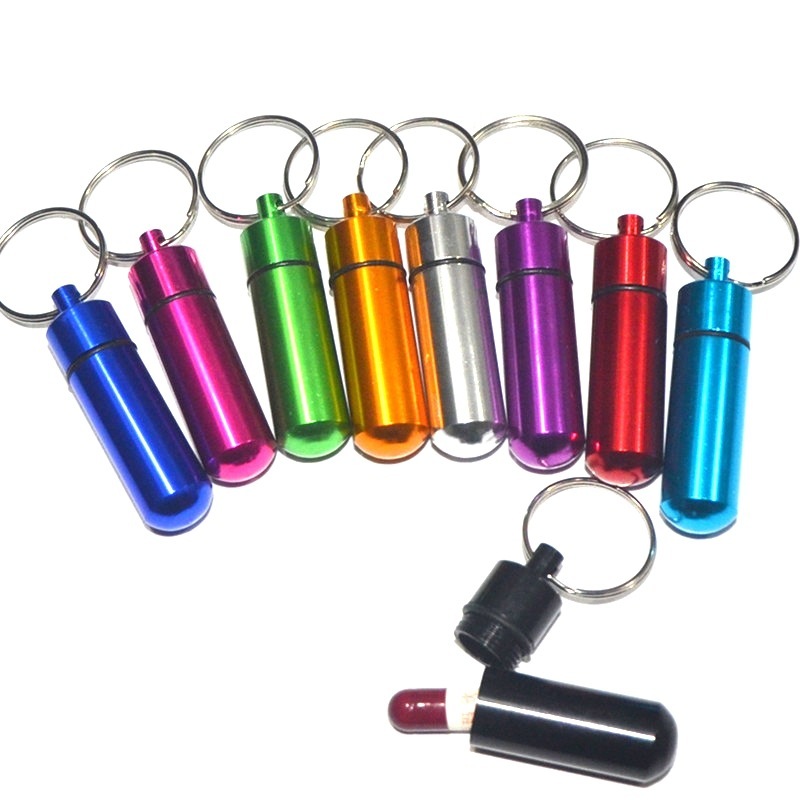 Portable aluminum alloy pill bottle cartridge keychain outdoor waterproof sealed medicine jar medicine box cartridge small