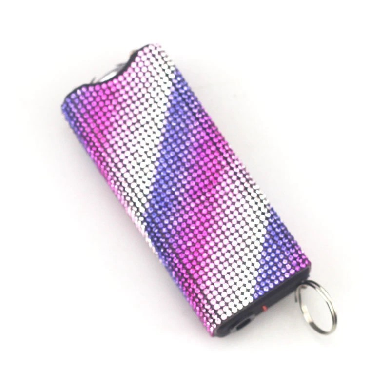 Amazon's cross-border best-selling diamond-studded self-defense flashlight keychain