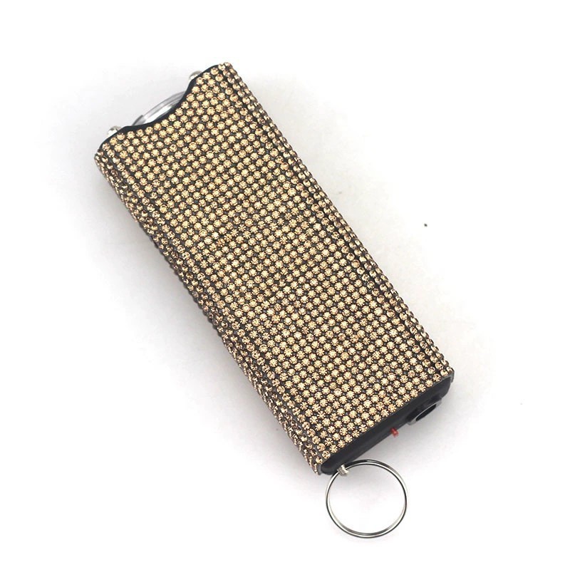 Amazon's cross-border best-selling diamond-studded self-defense flashlight keychain