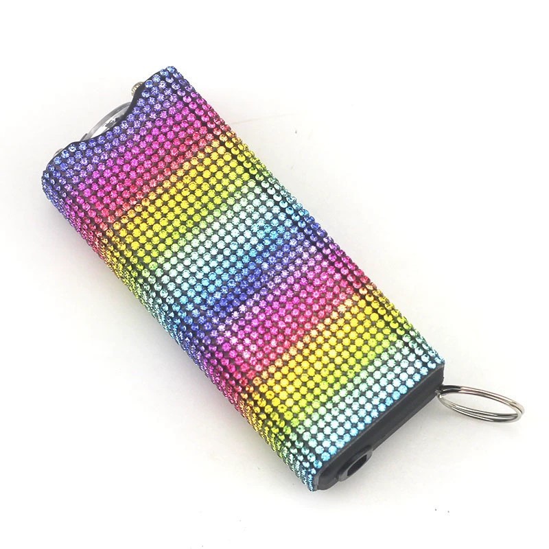Amazon's cross-border best-selling diamond-studded self-defense flashlight keychain