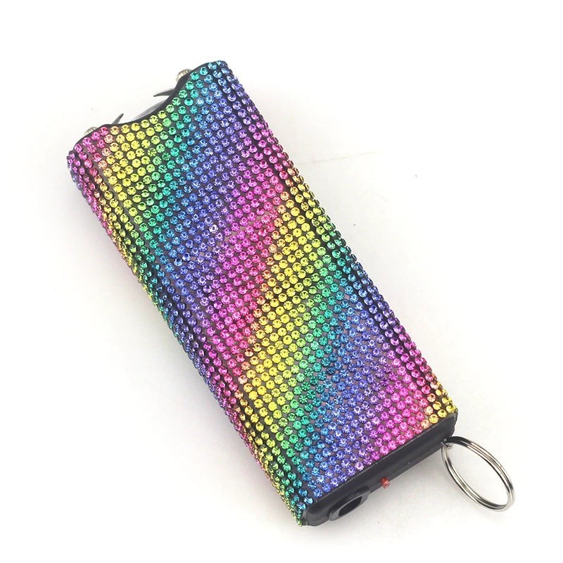 Amazon's cross-border best-selling diamond-studded self-defense flashlight keychain