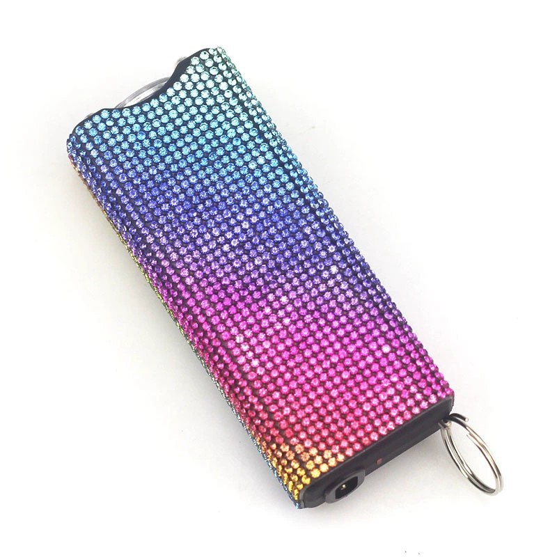 Amazon's cross-border best-selling diamond-studded self-defense flashlight keychain