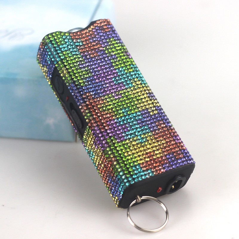 Amazon's cross-border best-selling diamond-studded self-defense flashlight keychain