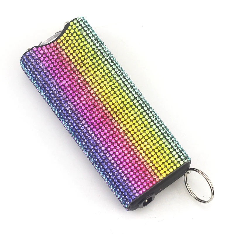 Amazon's cross-border best-selling diamond-studded self-defense flashlight keychain