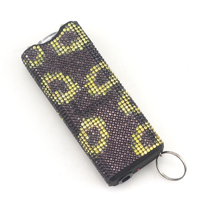 Amazon's cross-border best-selling diamond-studded self-defense flashlight keychain