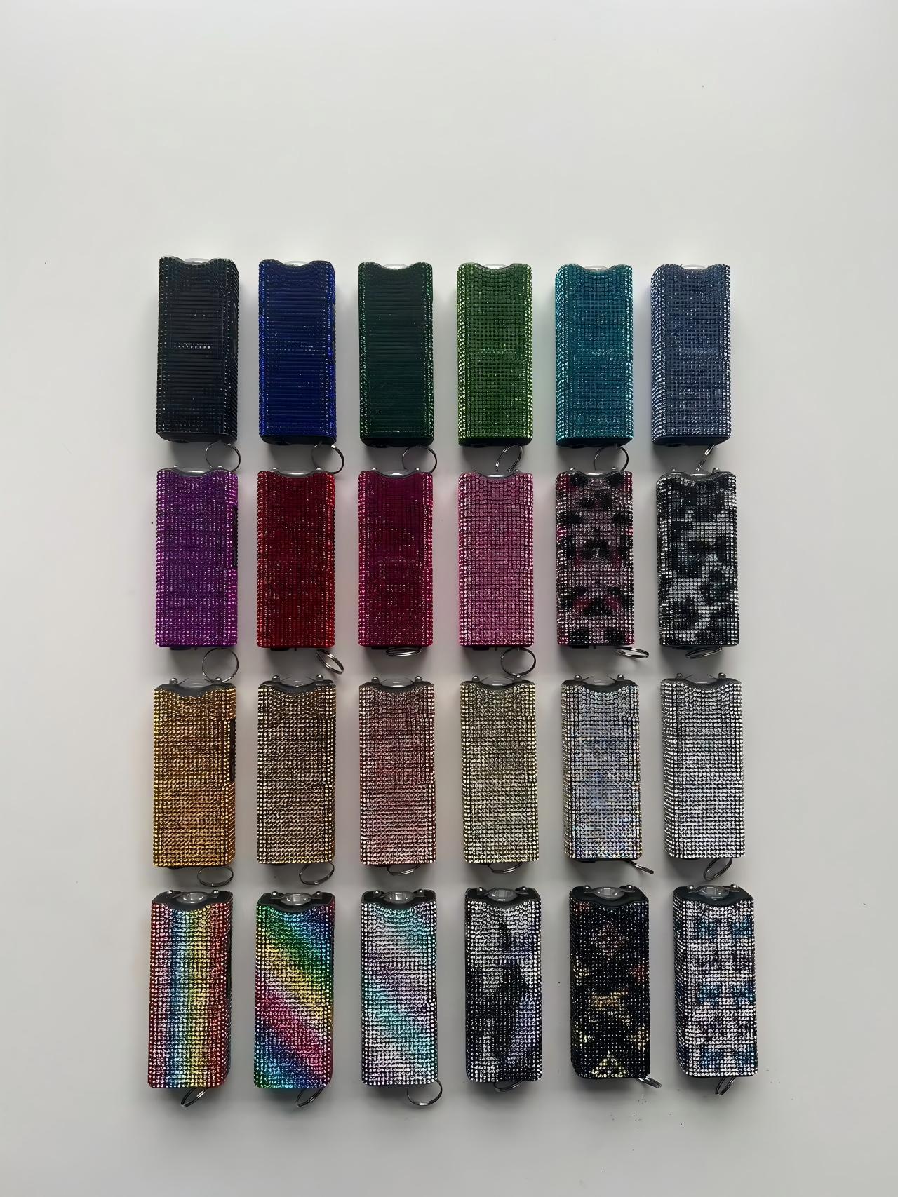 Wholesale 24 colors bling self-defense flashlight keychain