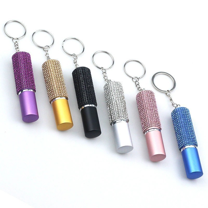 Wholesale 5ml half diamond perfume bottle keychain