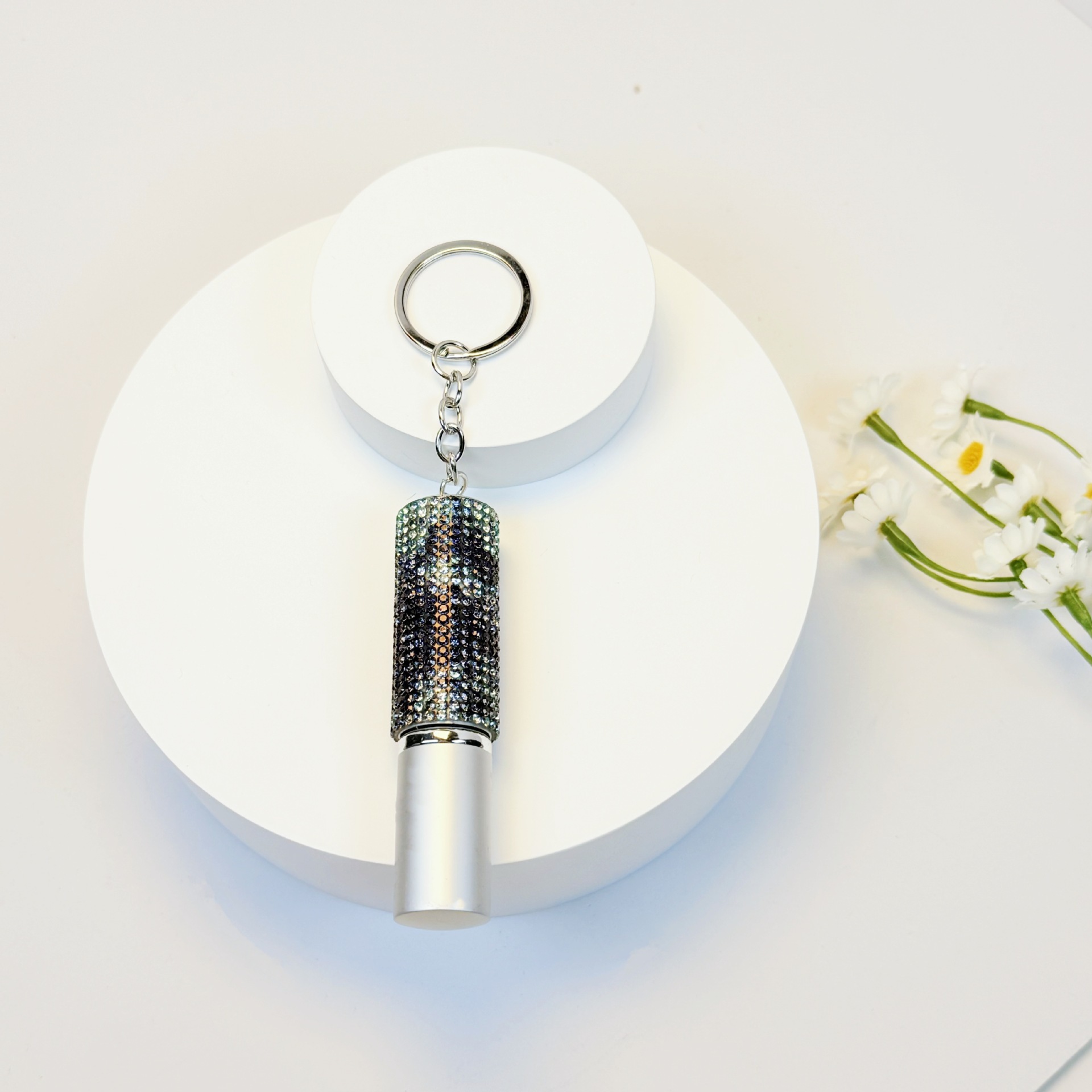 Wholesale 5ml half diamond perfume bottle keychain