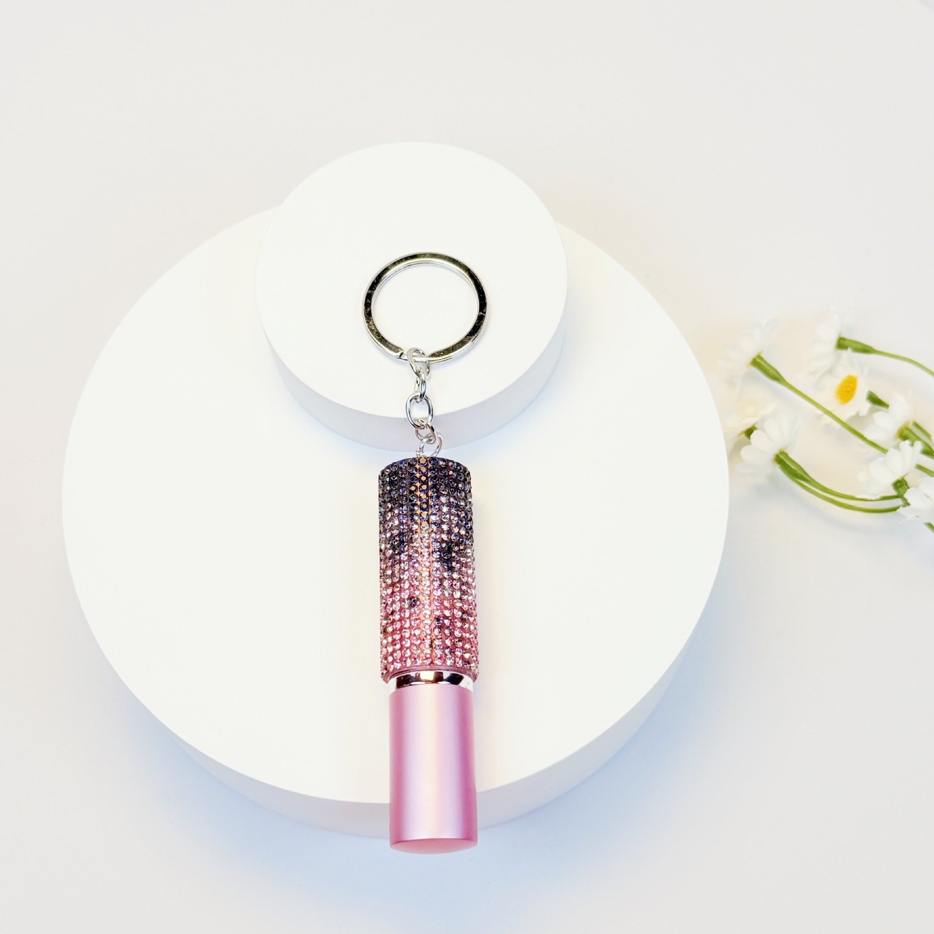Wholesale 5ml half diamond perfume bottle keychain