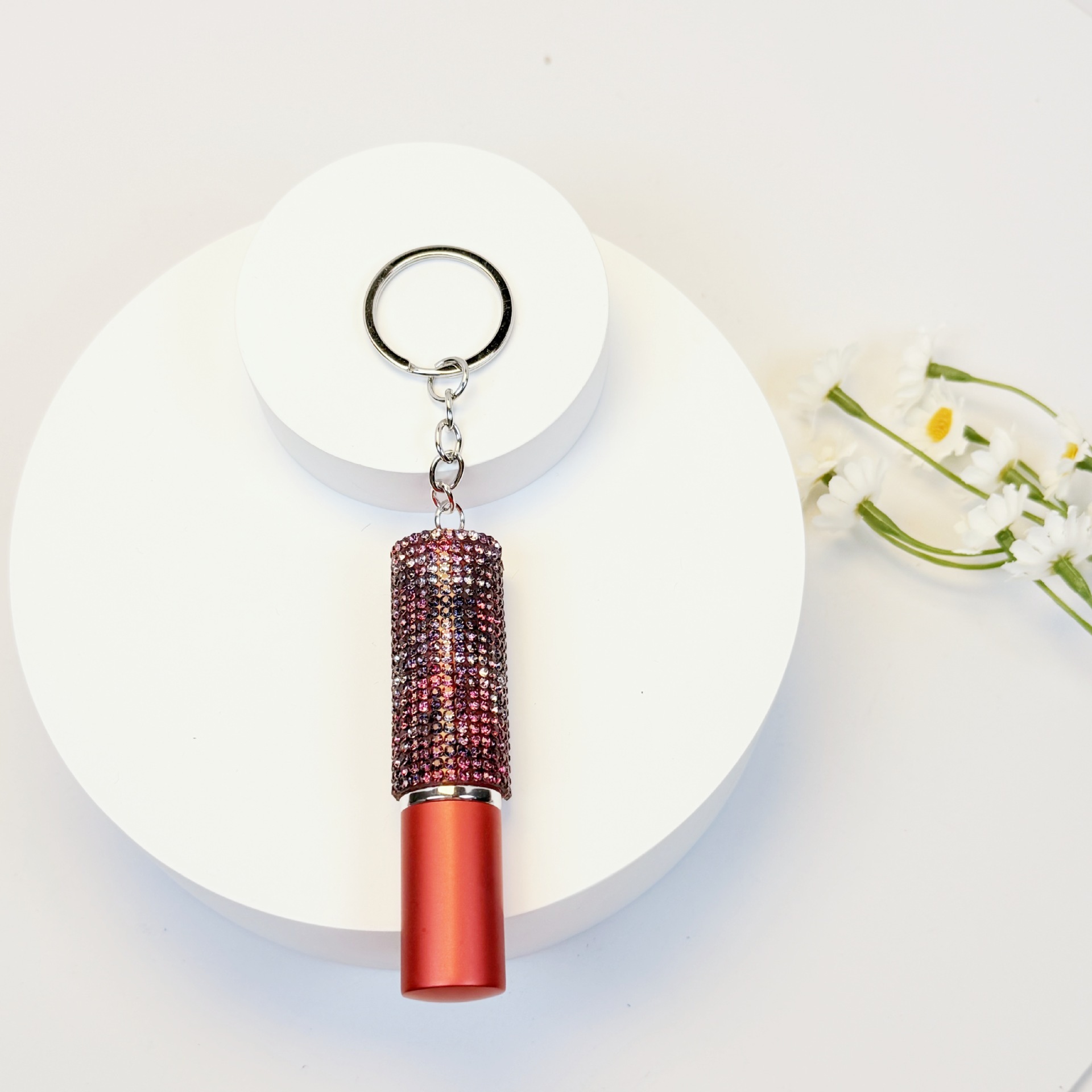 Wholesale 5ml half diamond perfume bottle keychain