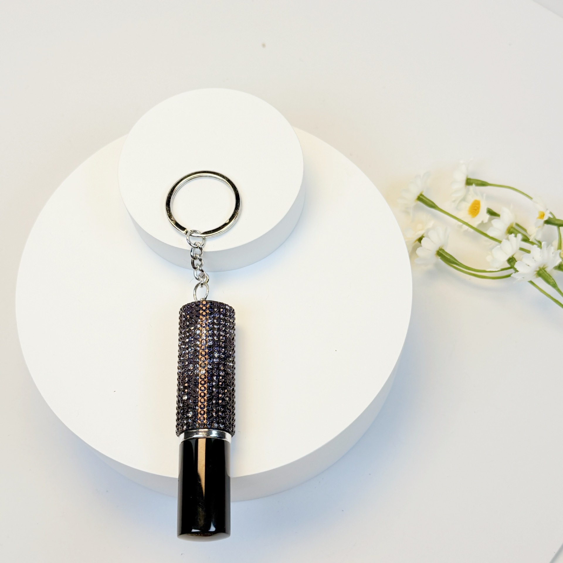 Wholesale 5ml half diamond perfume bottle keychain