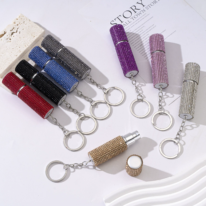 Wholesale 10ML bling perfume bottle keychain.