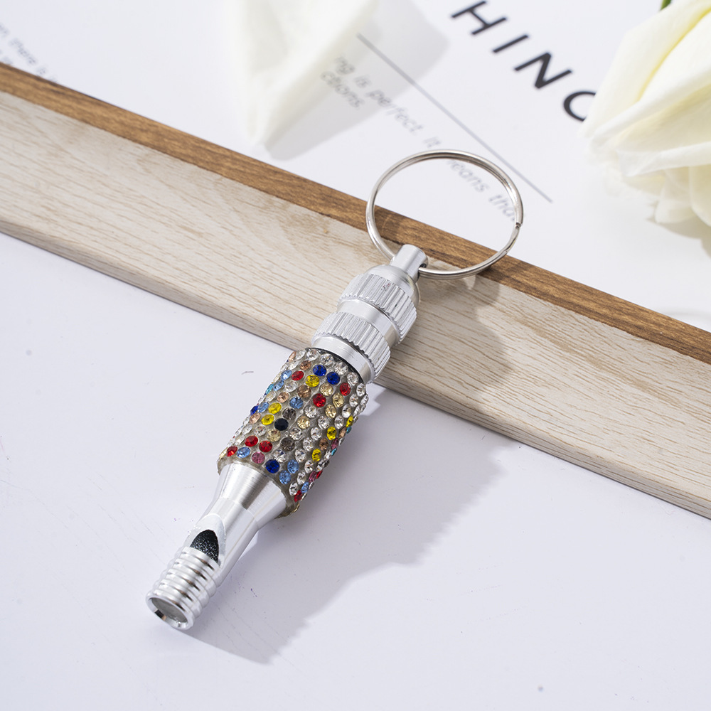 Wholesale bling two section aluminum alloy whistle keychain.