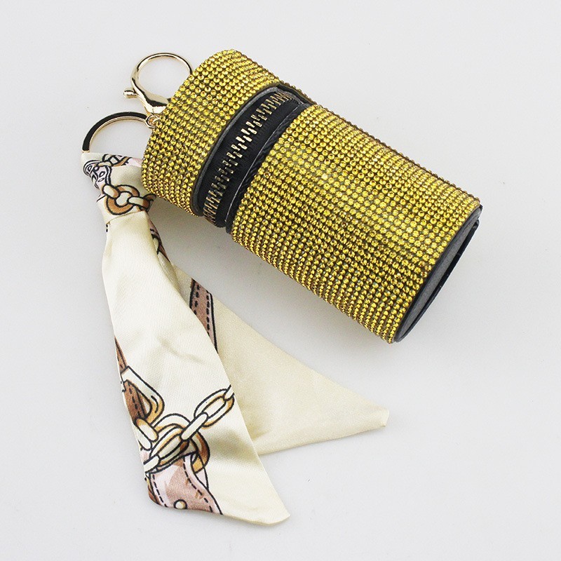 Wholesale 12 color bling lipstick bag keychain.