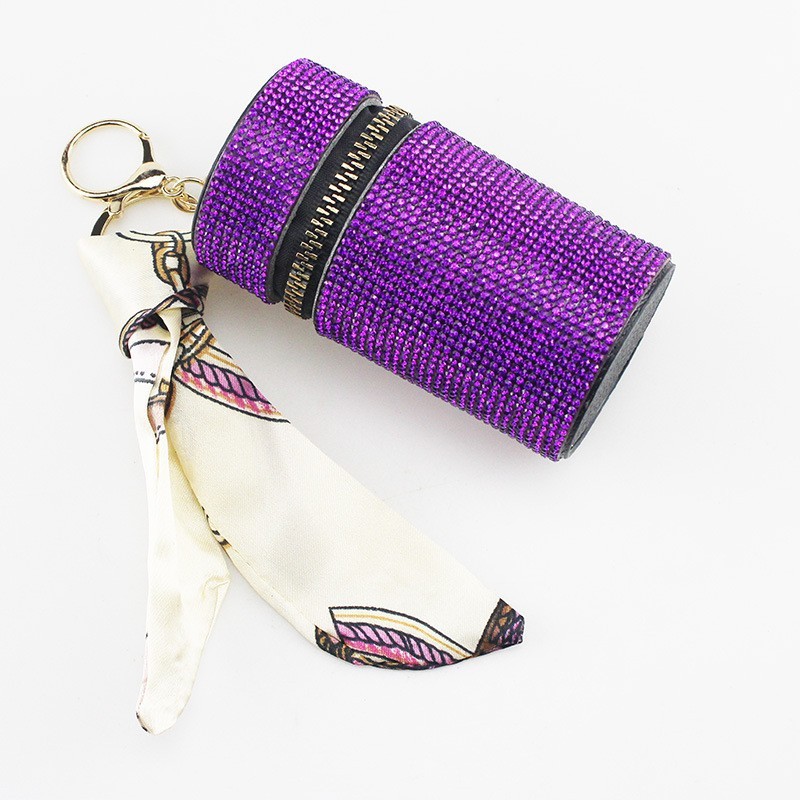 Wholesale 12 color bling lipstick bag keychain.