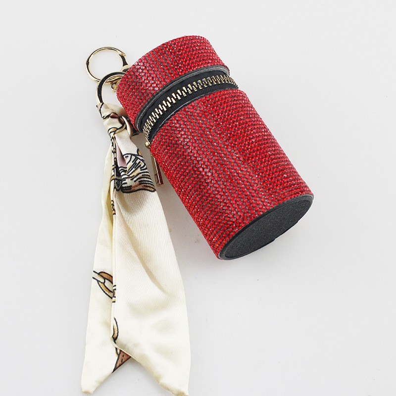 Wholesale 12 color bling lipstick bag keychain.