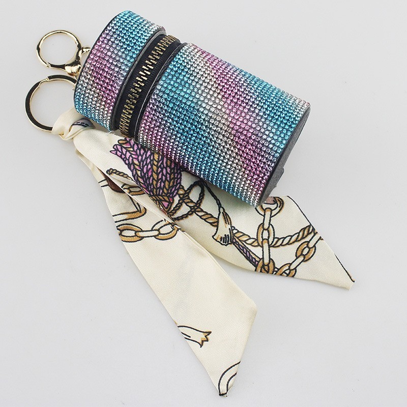 Wholesale 12 color bling lipstick bag keychain.