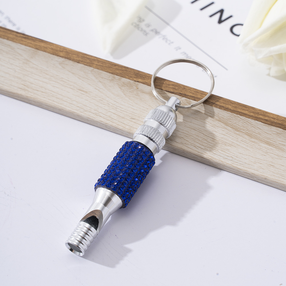 Wholesale bling two section aluminum alloy whistle keychain.