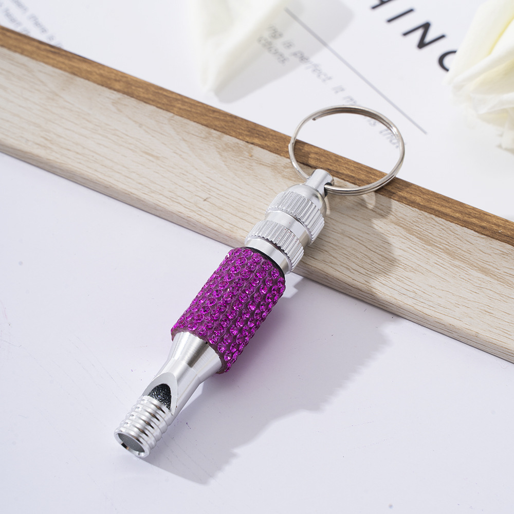 Wholesale bling two section aluminum alloy whistle keychain.