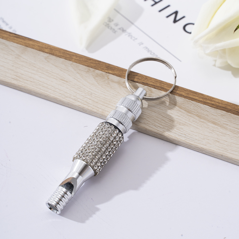 Wholesale bling two section aluminum alloy whistle keychain.