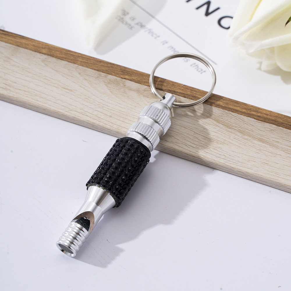 Wholesale bling two section aluminum alloy whistle keychain.