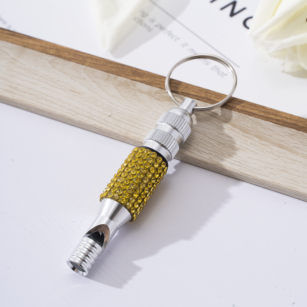 Wholesale bling two section aluminum alloy whistle keychain.