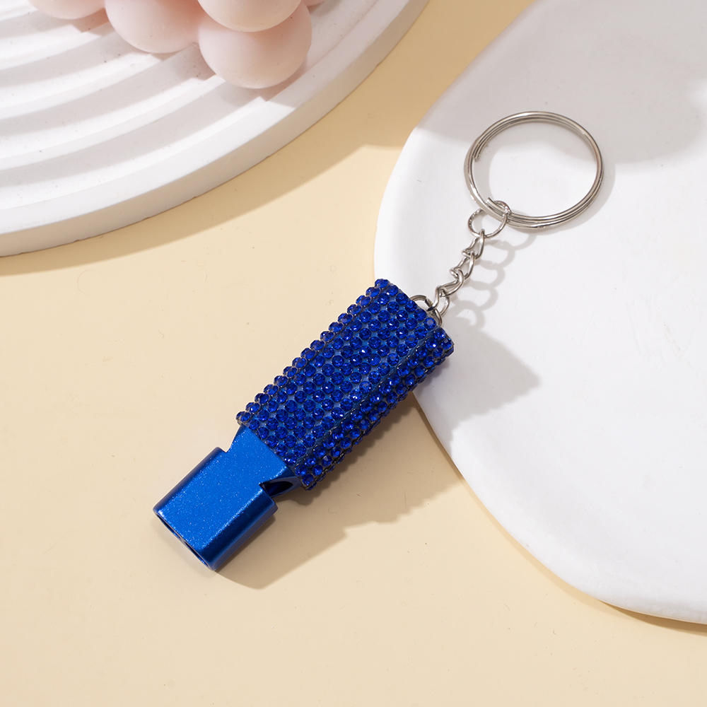 Wholesale bling aluminum alloy whistle keychain.