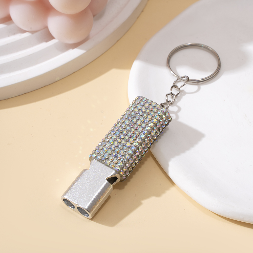 Wholesale bling aluminum alloy whistle keychain.