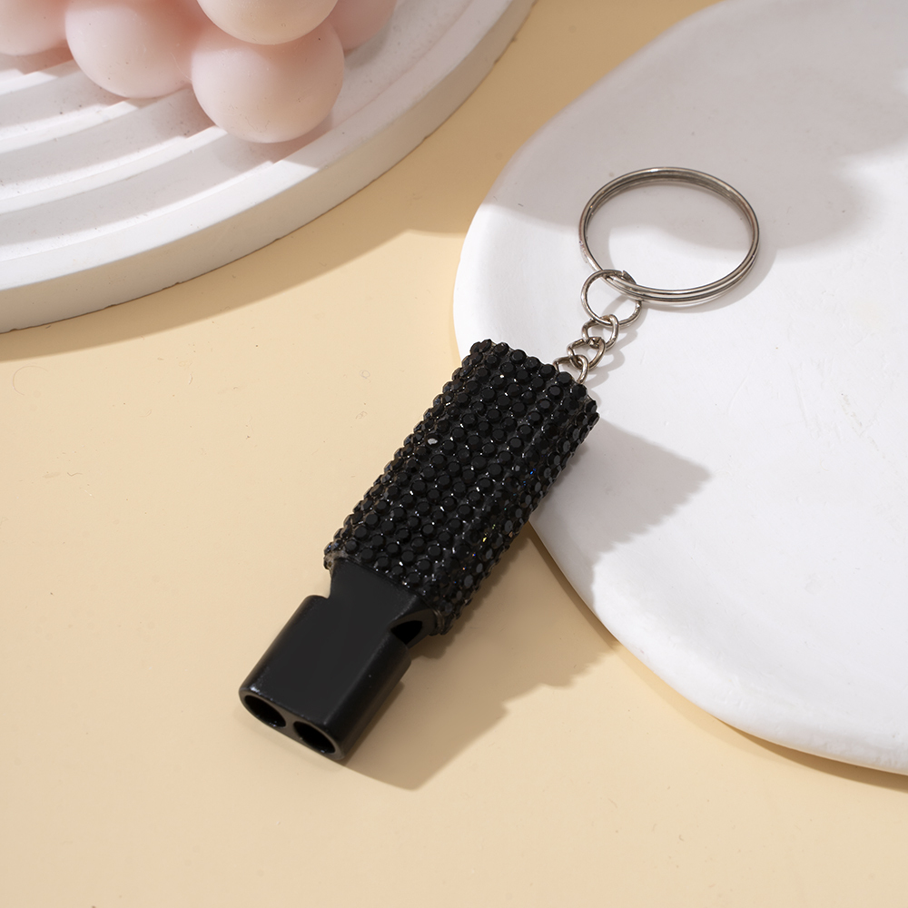 Wholesale bling aluminum alloy whistle keychain.
