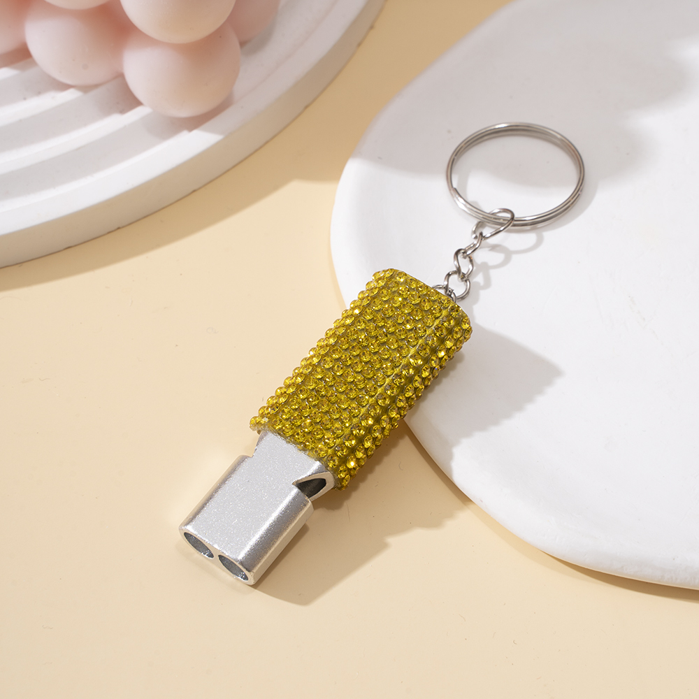 Wholesale bling aluminum alloy whistle keychain.