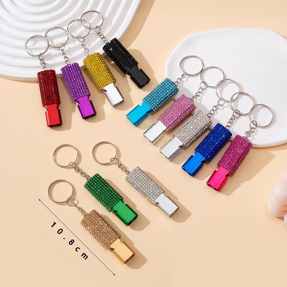 Wholesale bling aluminum alloy whistle keychain.