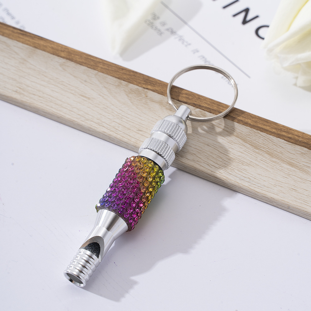 Wholesale bling two section aluminum alloy whistle keychain.