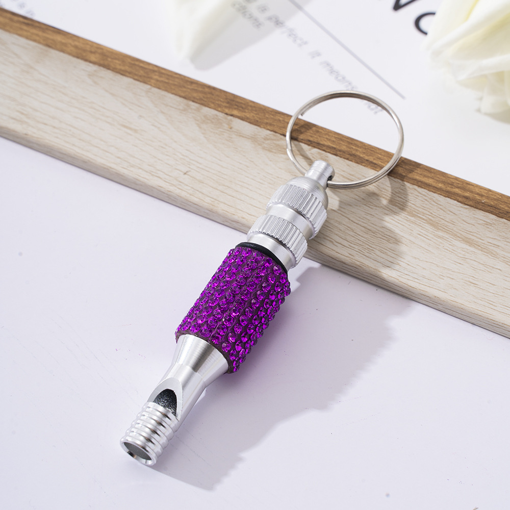Wholesale bling two section aluminum alloy whistle keychain.