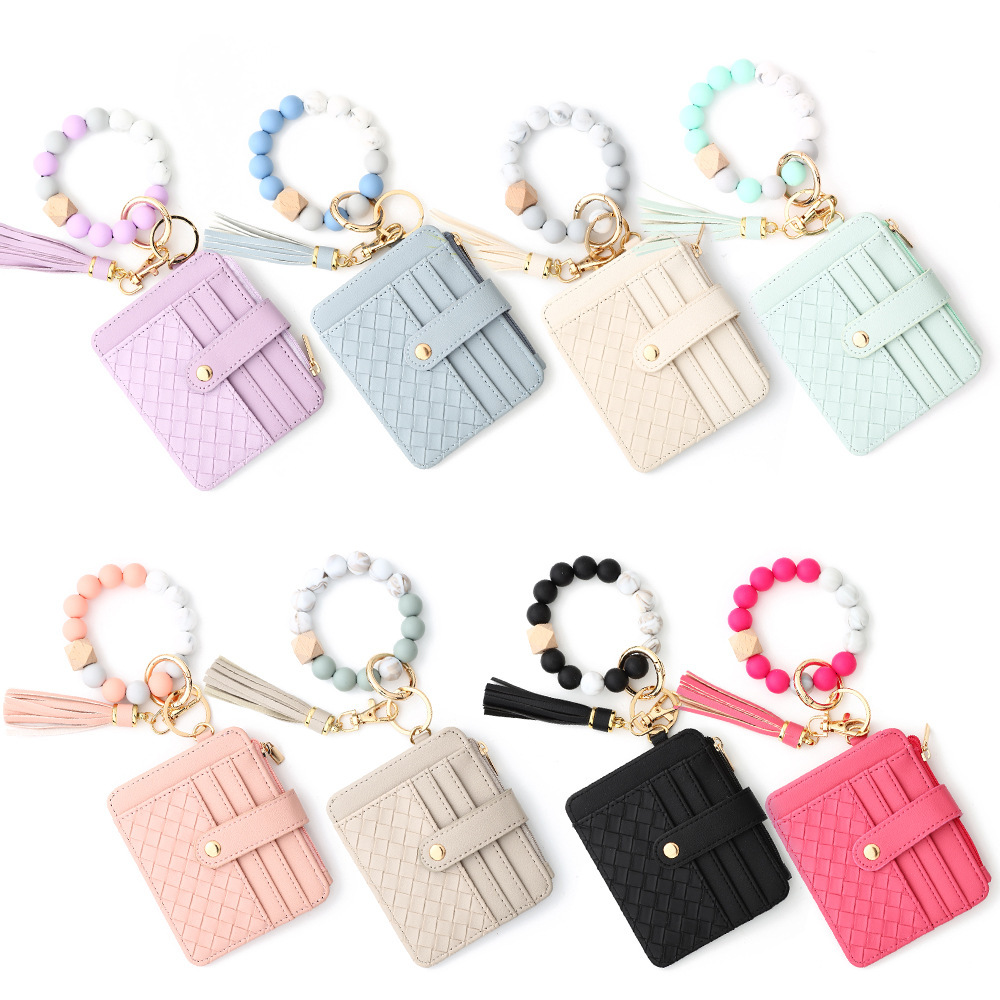 Wholesale Wallet Silicone Beads Wristband Keychain
