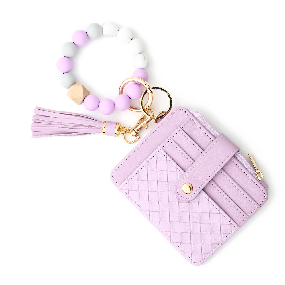 2024 Cross-border Card Holder European and American Silicone Bead Wrist Multi-layer Large Capacity Coin Purse Keychain Bracelet Zipper Bag