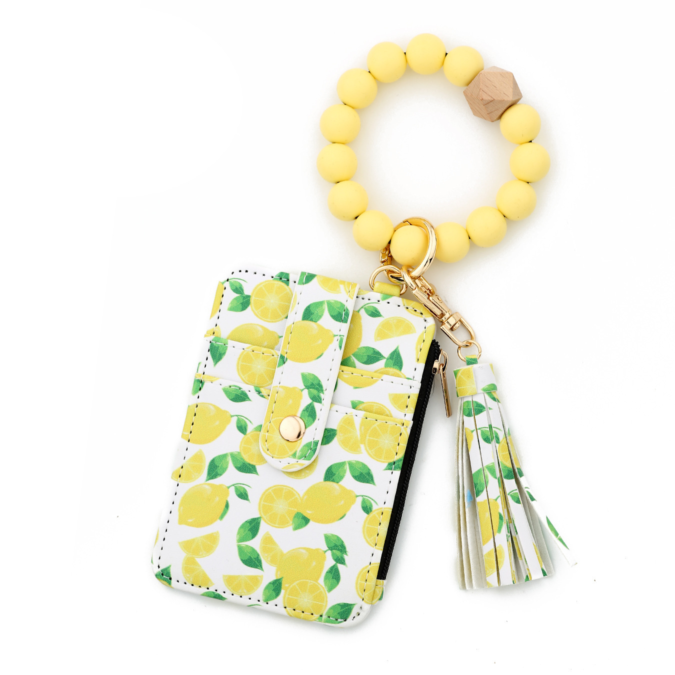 2025 New Fashion Silicone Bead Bracelet Women's Bracelet Keychain Multi-layer Printed Card Holder Zipper Coin Purse