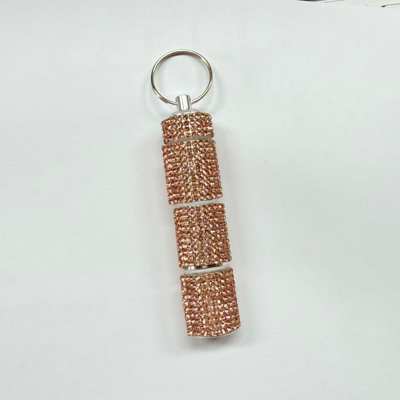 Wholesale 3-section bling medicine jar keychain.