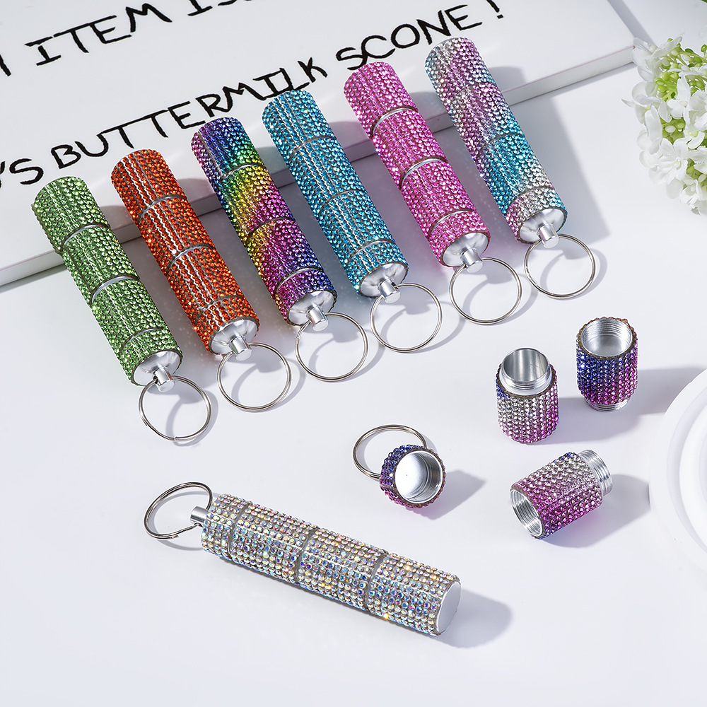 Wholesale 3-section bling medicine jar keychain.