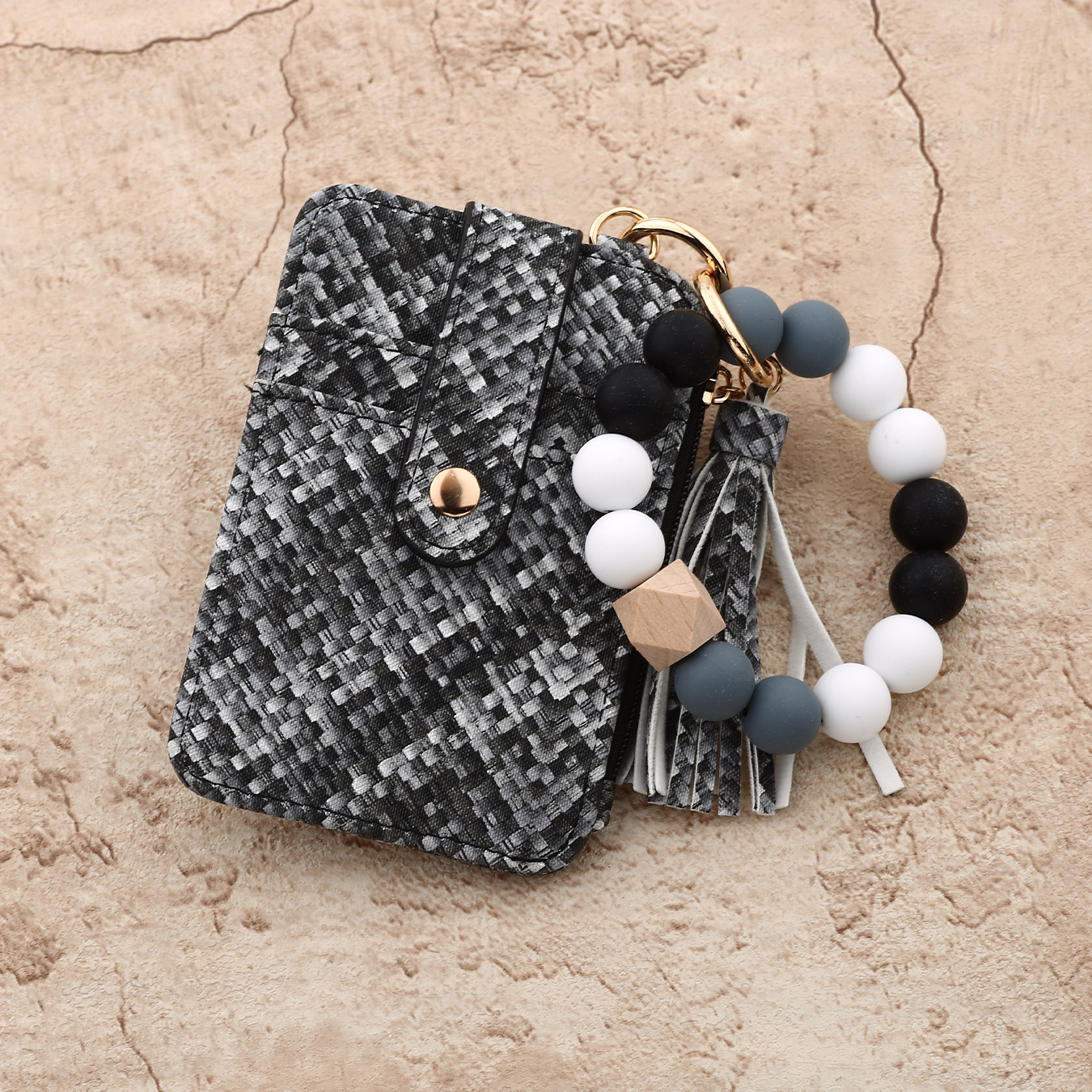 Wholesale woven card holder, silicone wristband keychain.