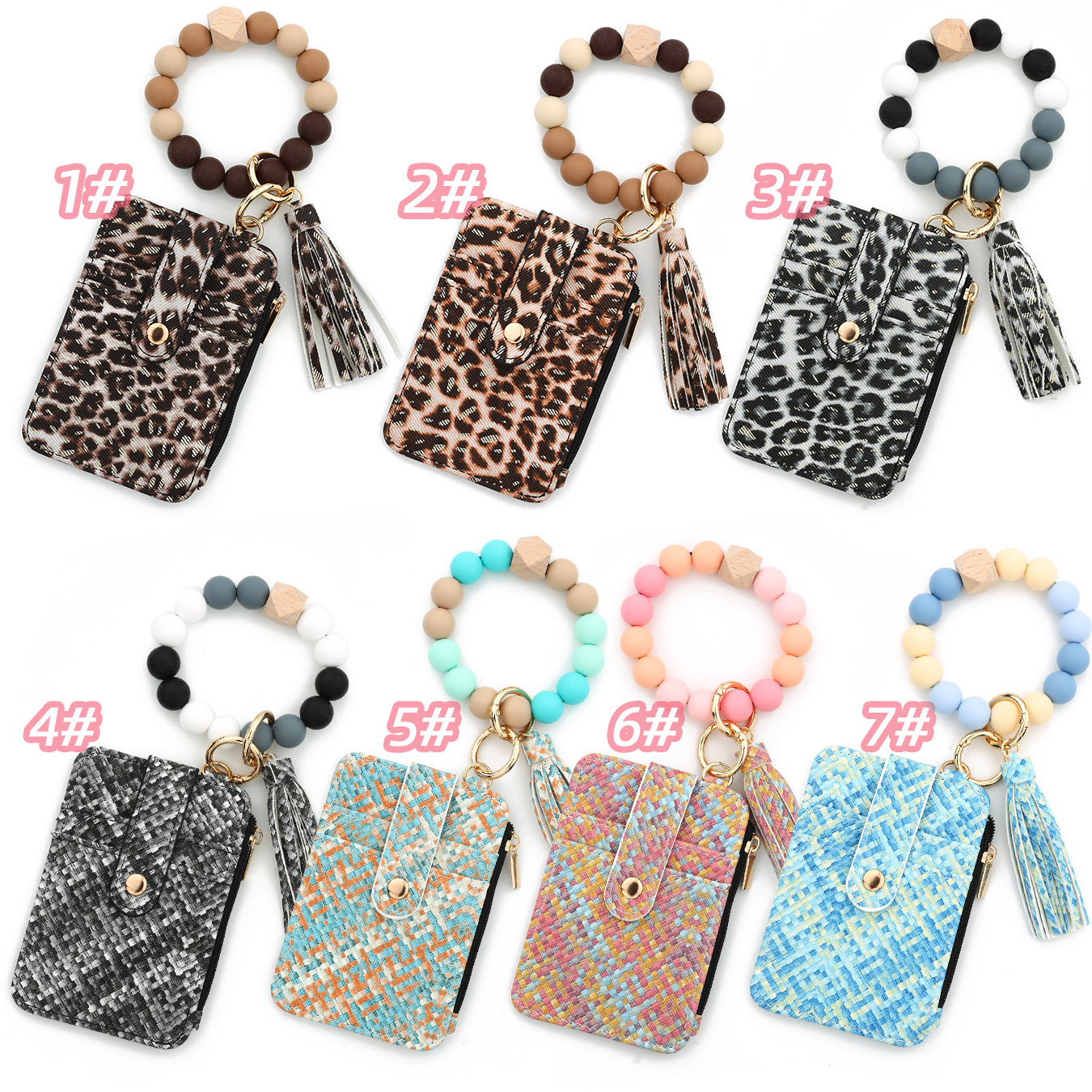 Wholesale woven card holder, silicone wristband keychain.