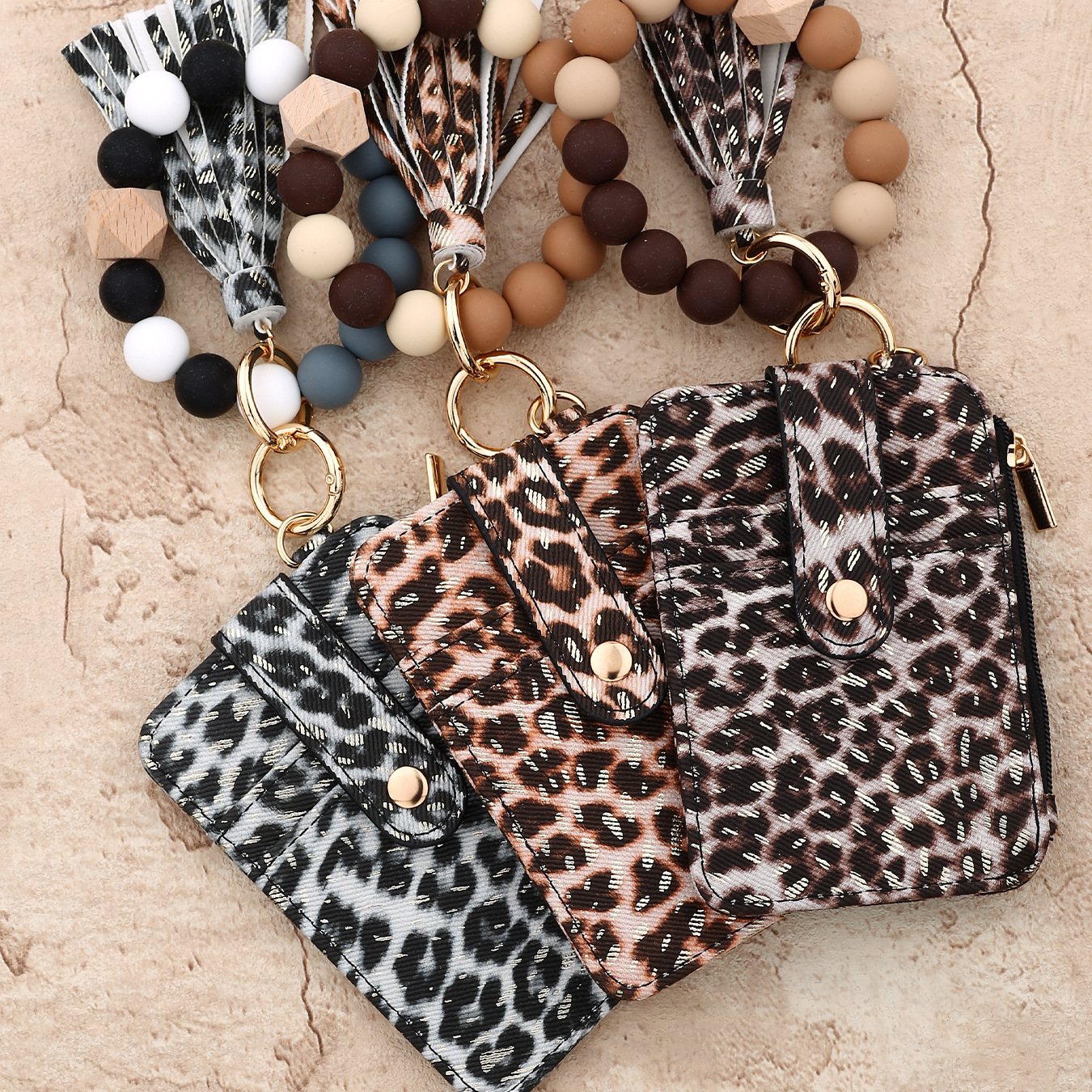Wholesale woven card holder, silicone wristband keychain.